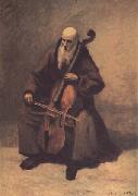 Jean Baptiste Camille  Corot Le moine au violoncelle (mk11) oil painting on canvas